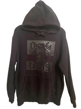 Crooks & Castles Black Graphic Pullover Hoodie L Y2K Streetwear